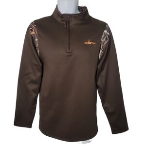 HABIT Fleece ¼  Zip Hunting Outdoor Woods Brown Camo Pullover - Men's